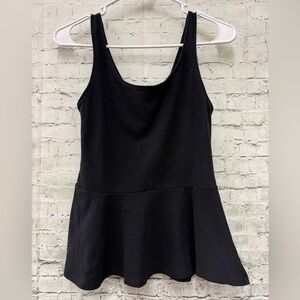 Express Black Scoop Neck peplum tank top sz S EUC